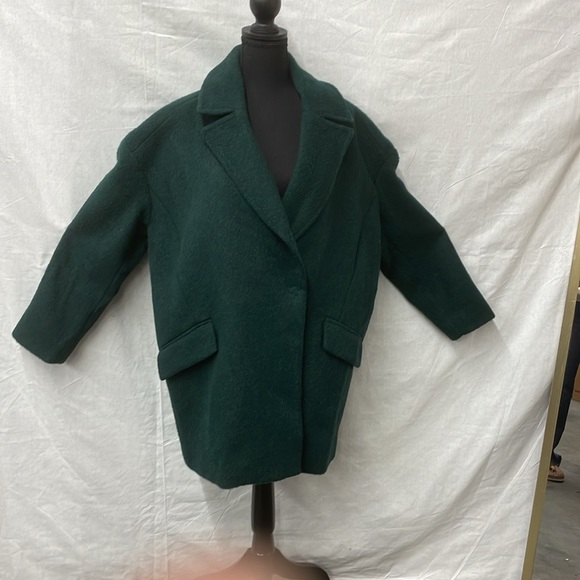 Banana Republic mohair and wool pea coat, size large, forest green - Picture 3 of 9